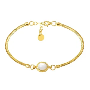 Senetle Altın Bileklik 14 Ayar Opal Taşlı Balık Sırtı Modeli Bileklik 