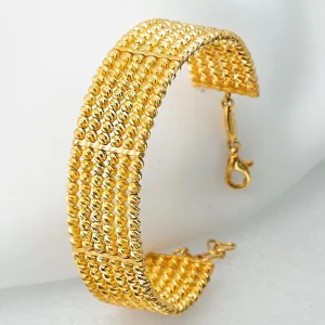 Senetle Altın Bilezik 22 Ayar 6 Sıra Kelepçe Bilezik