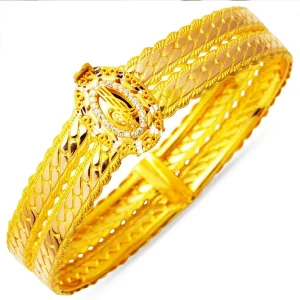 Senetle Altın Bilezik 8 Ayar Yağmur Damlası Tuğralı Bilezik