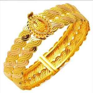 Senetle Altın Bilezik Trabzon Örgülü Tuğralı Model 8 Ayar